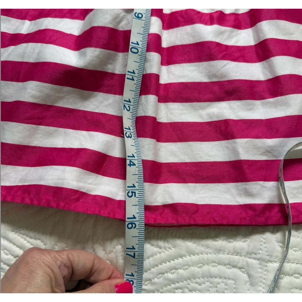 LILLY‎ PULITZER Mini Skirt Wms XL Pink/White Striped Cottage Core Preppy Cotton